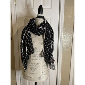 Candies French Lace Trim Polka Dot Scarf Feminine Head Wrap Hair Cover Tichel